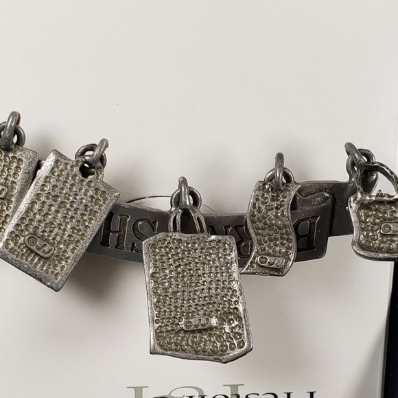 JJ Jonette Jewelry "BORN TO SHOP" Dangle Novelty Charms Pewter Brooch Pin NIB - Picture 6 of 8